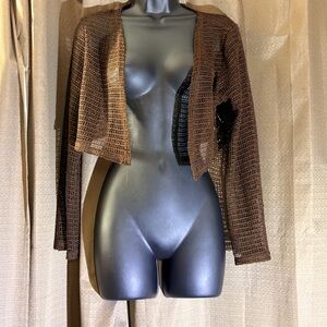 SHEIN Brown Open-Knit Cardigan